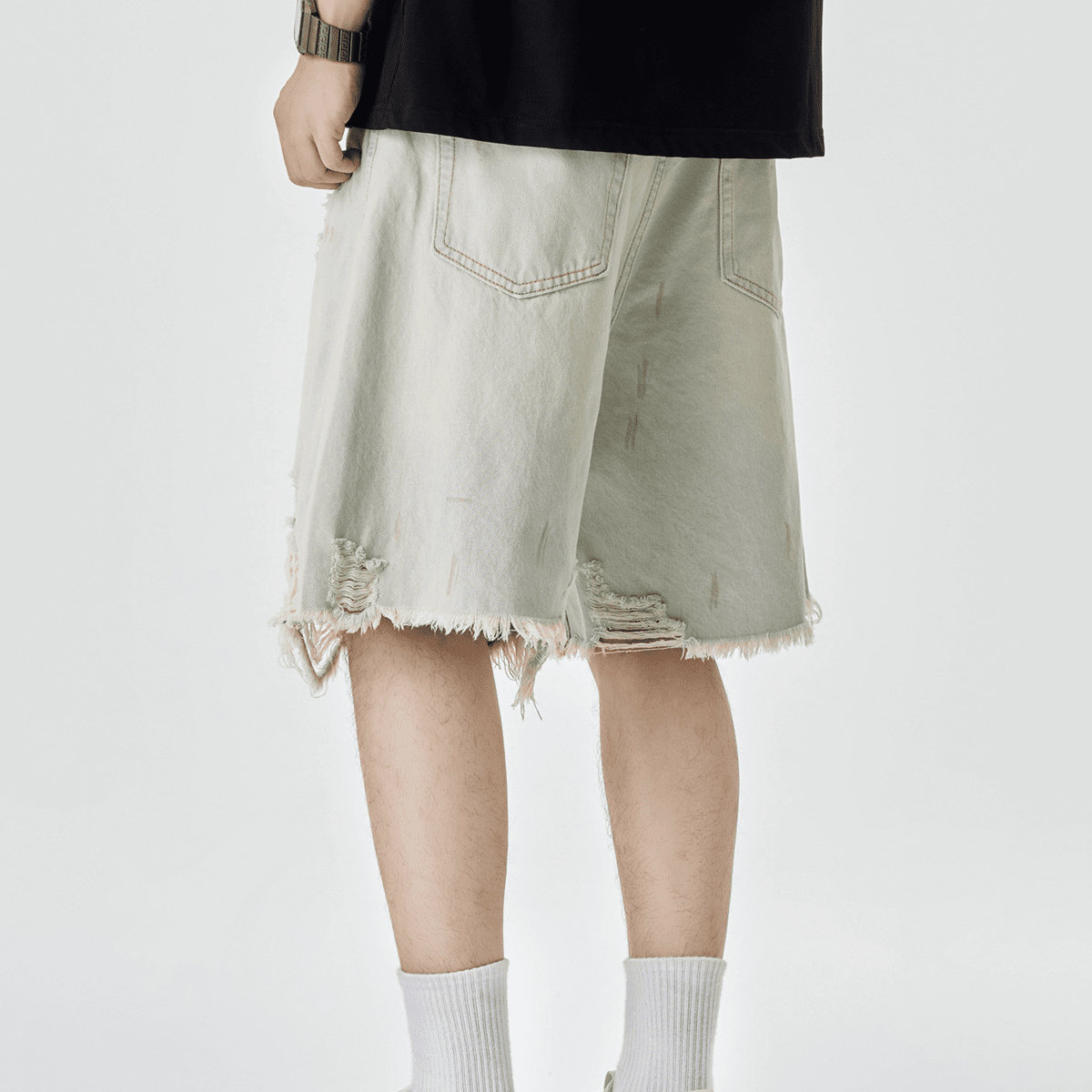 Distressed Denim Shorts