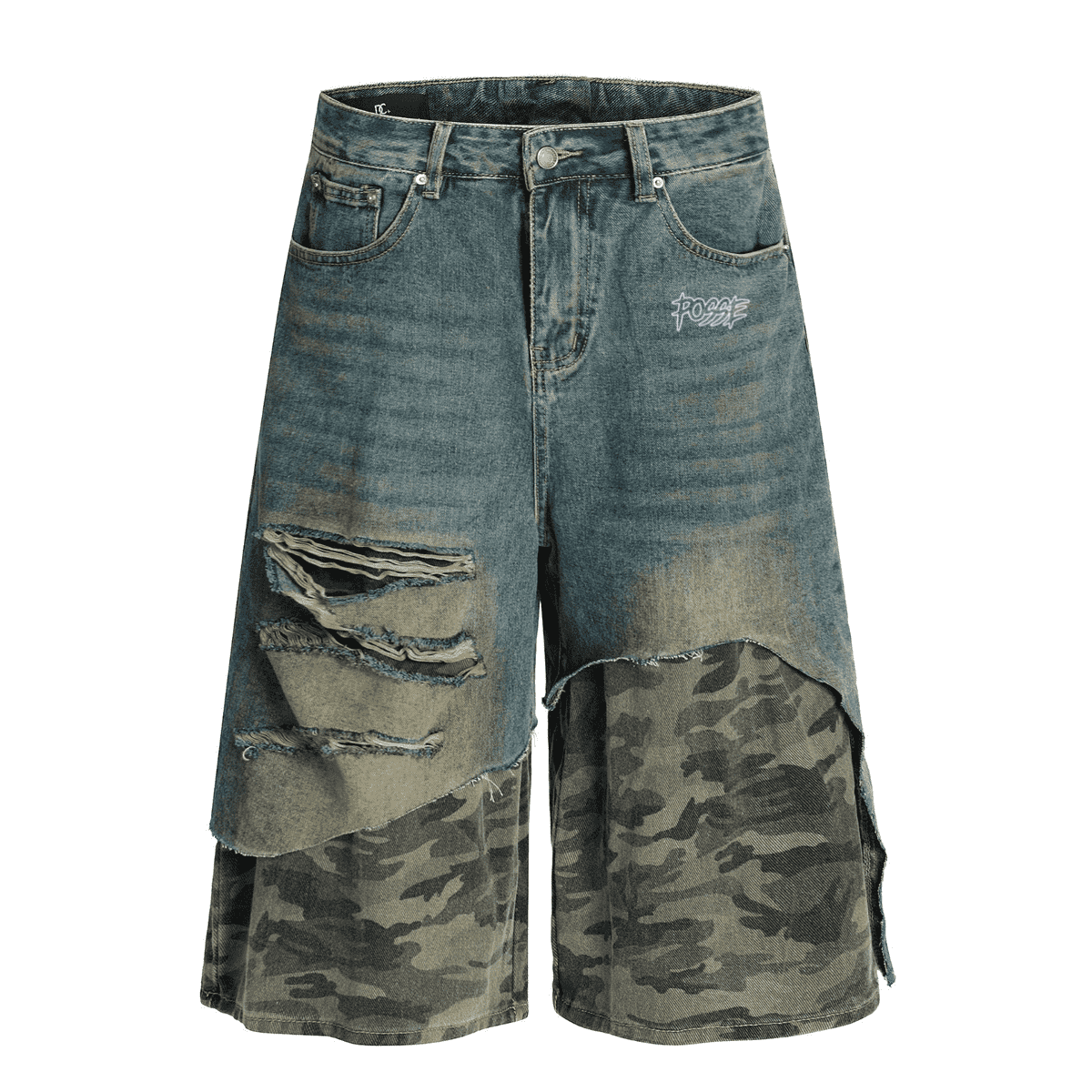 Camouflage Denim Shorts