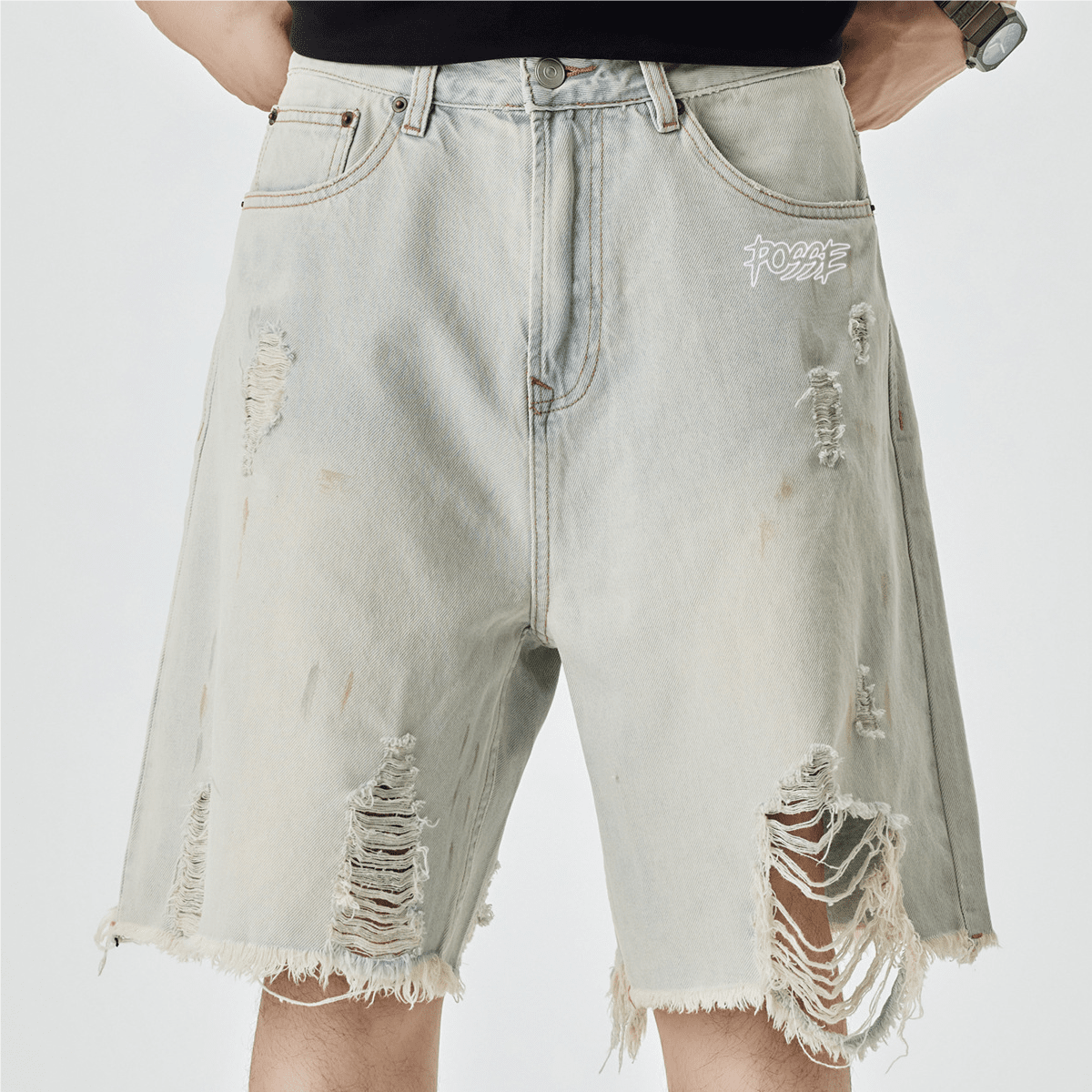Distressed Denim Shorts
