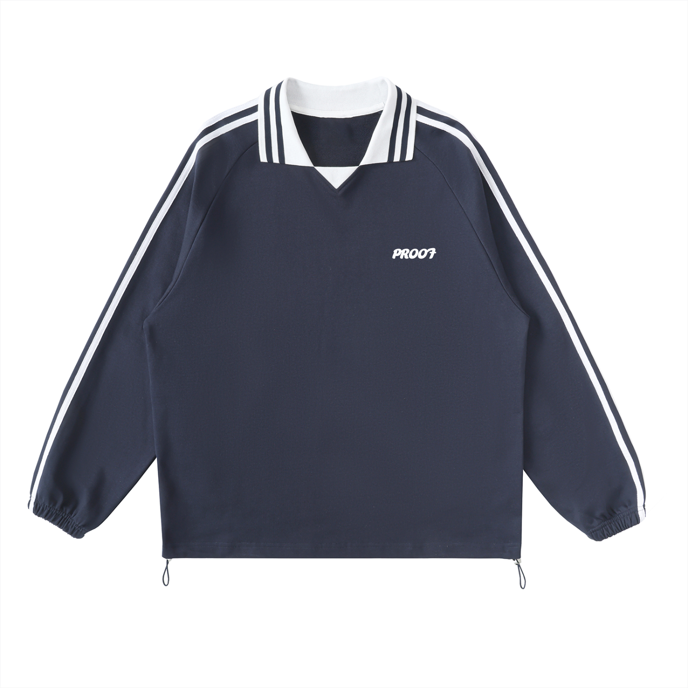 Striped Lapel Collar Sweatshirt