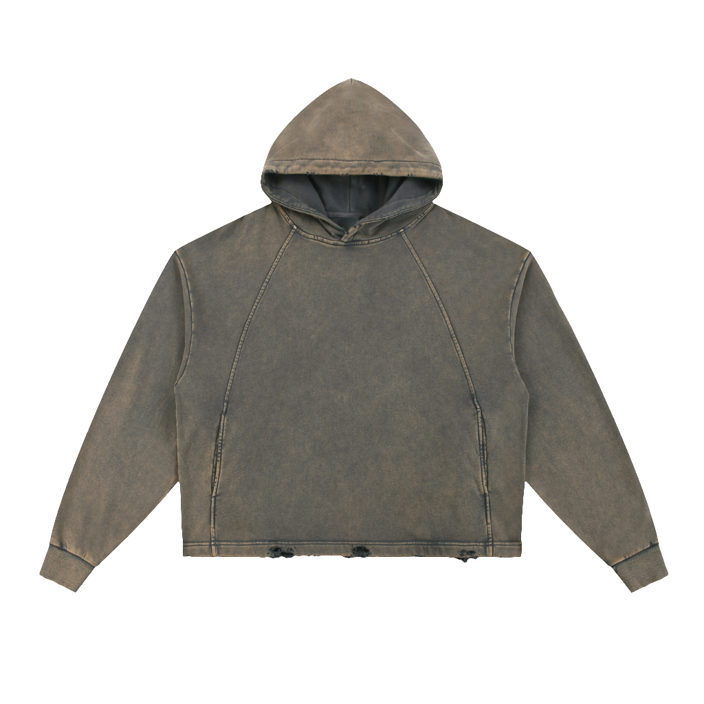 Vintage Washed Frayed-Hem Hoodie