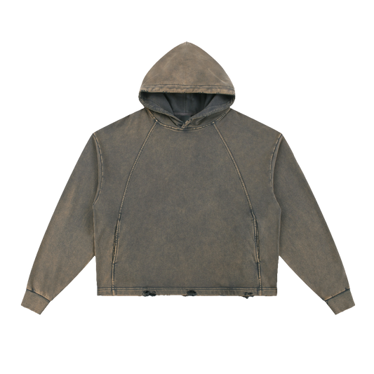 Vintage Washed Frayed-Hem Hoodie