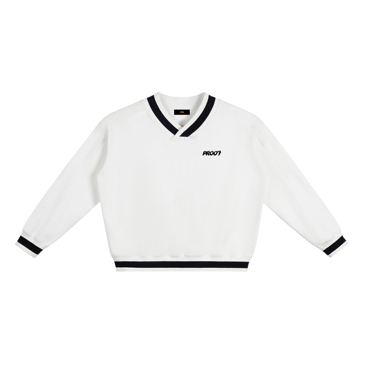 V-Neck Collar Boxy Sweatshirt