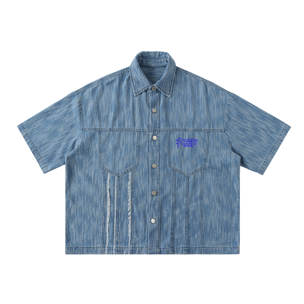 Distressed Wash Short-Sleeve Shirt