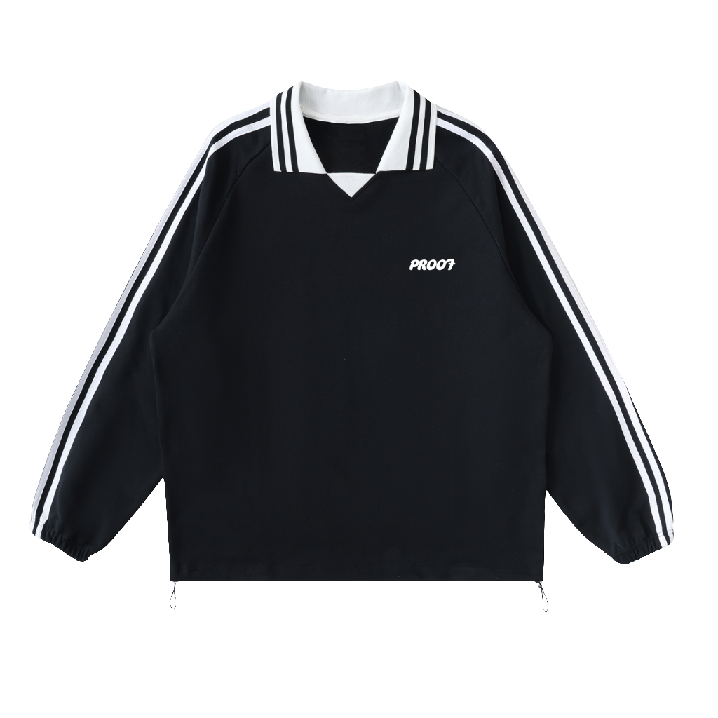 Striped Lapel Collar Sweatshirt