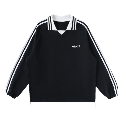 Striped Lapel Collar Sweatshirt