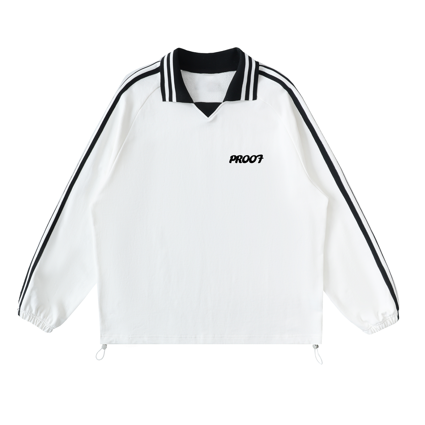 Contrast Striped Lapel Collar Sweatshirt