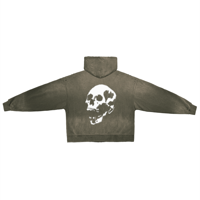 Pure Cotton Hand-Frayed Zip Hoodie