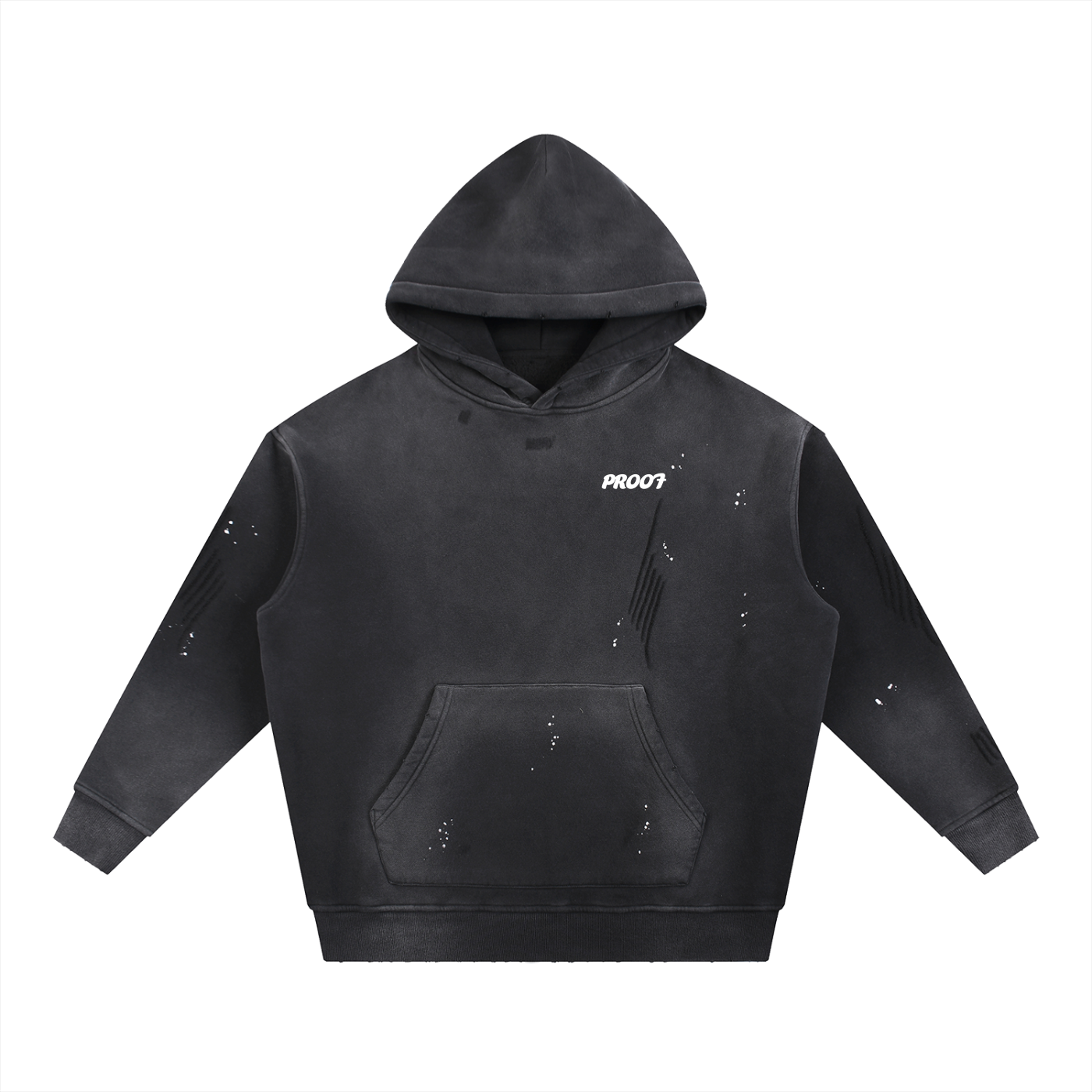 Vintage Washed Frayed Fleece Hoodie