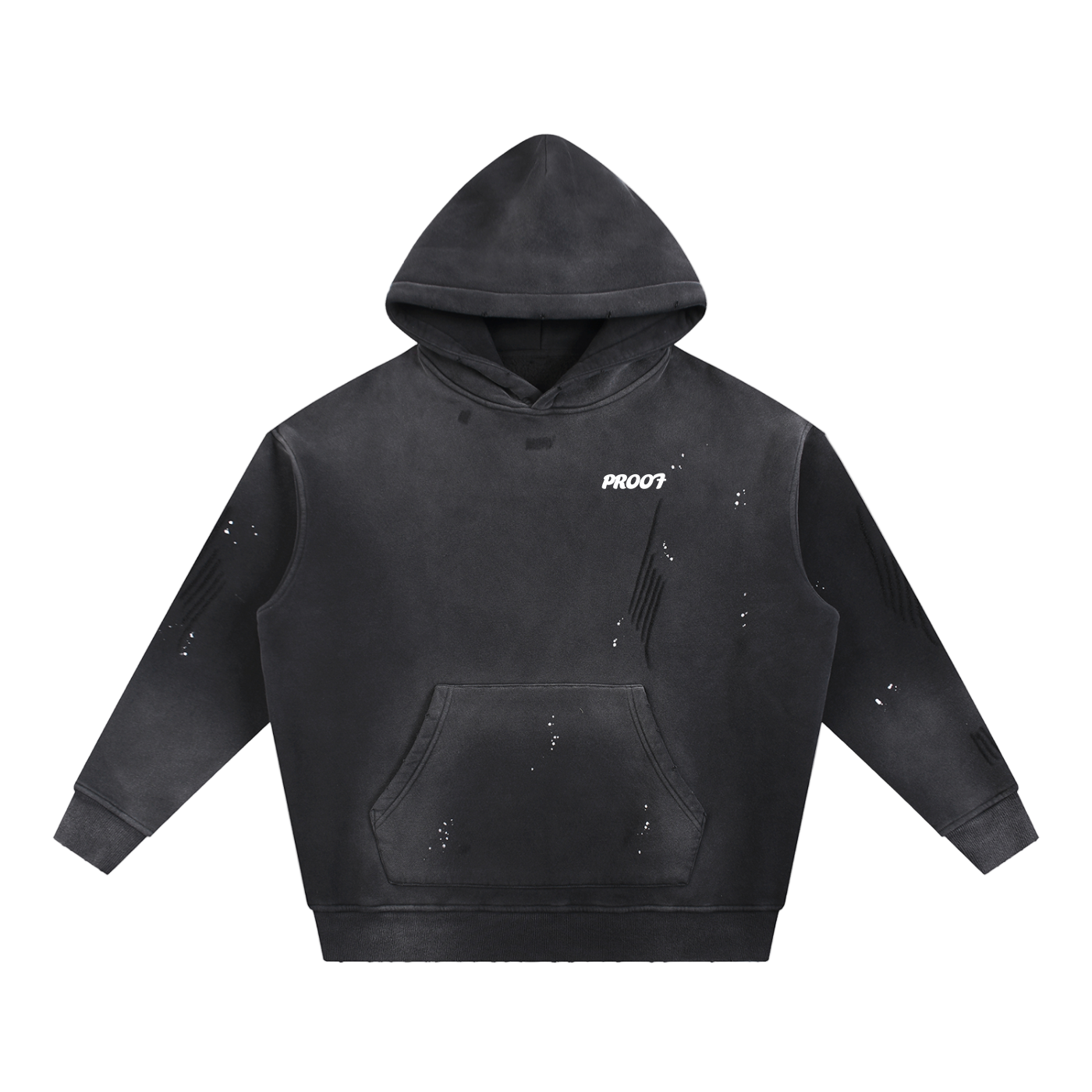 Vintage Washed Frayed Fleece Hoodie