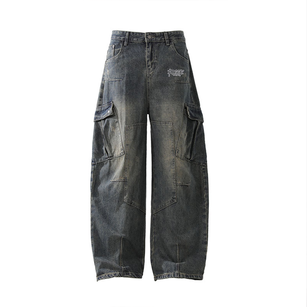 Multi-Pocket Washed Vintage Loose Jean