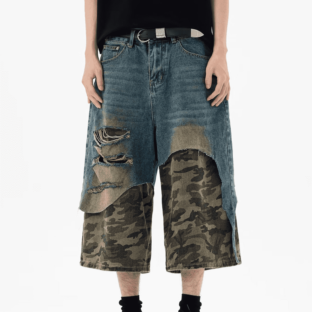 Camouflage Denim Shorts