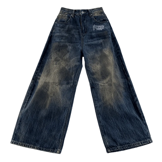 Wide-leg Curved Blade Jeans