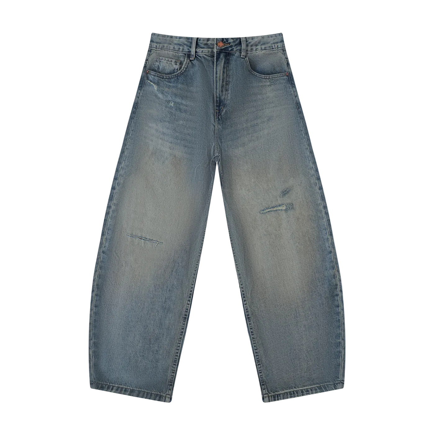 Distressed Barrel Leg Jeans