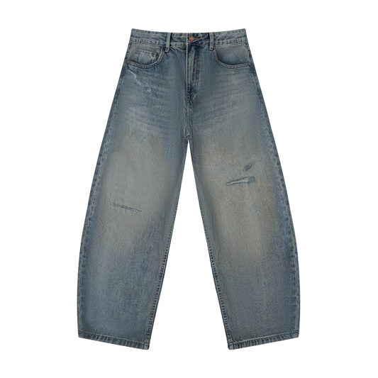 Distressed Barrel Leg Jeans