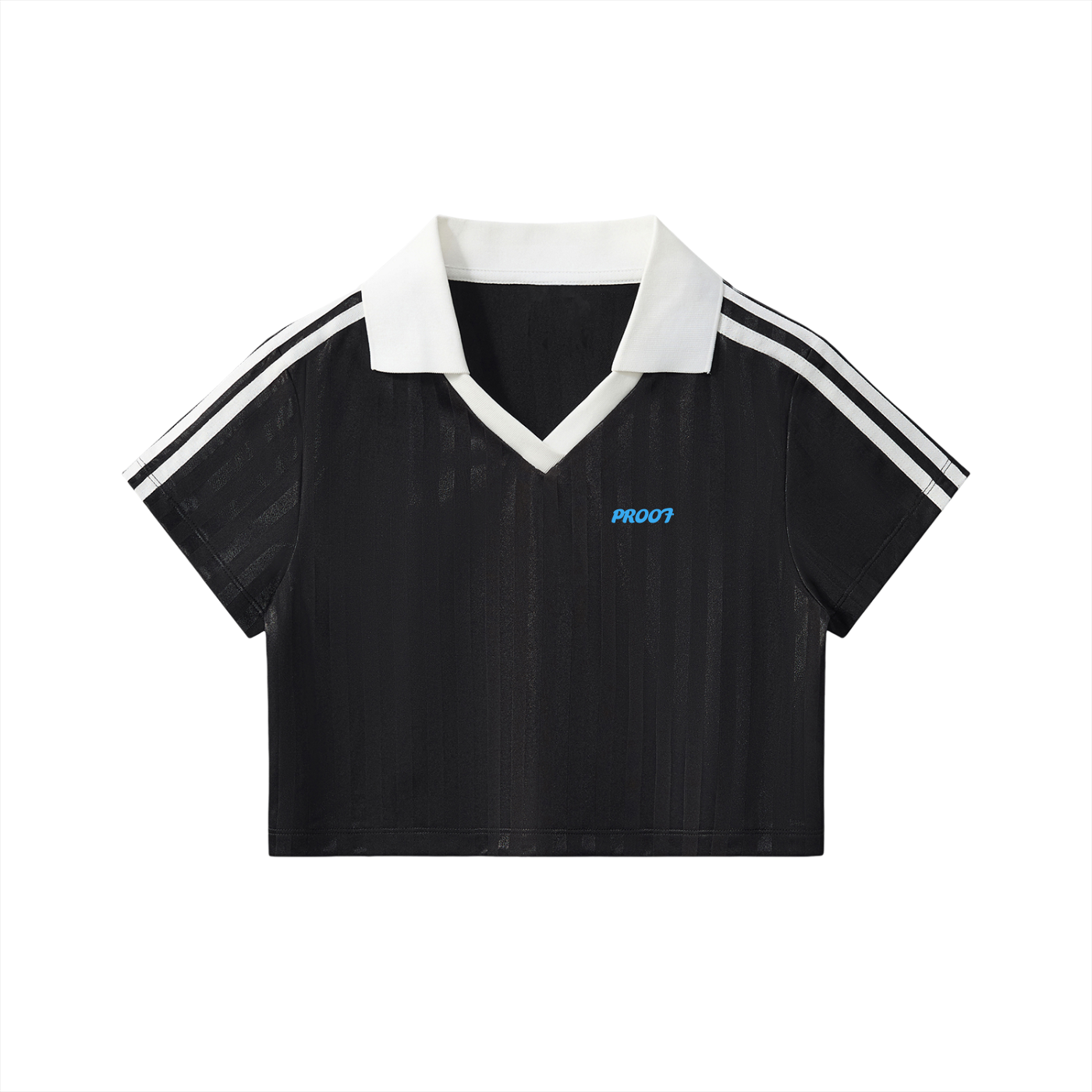 Contrast Collar Striped Cropped Jersey