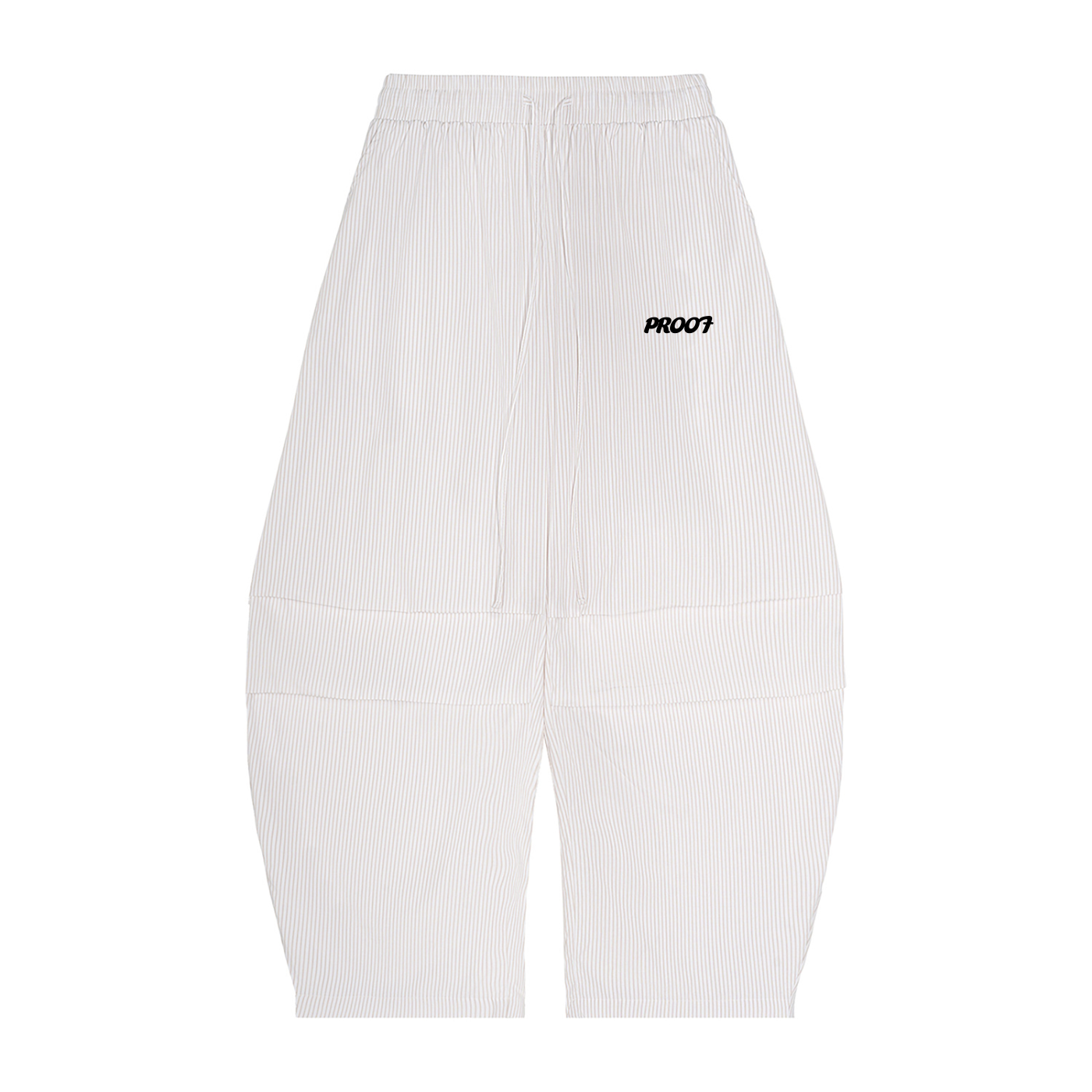 Vertical Stripe Drawstring Barrel Pants