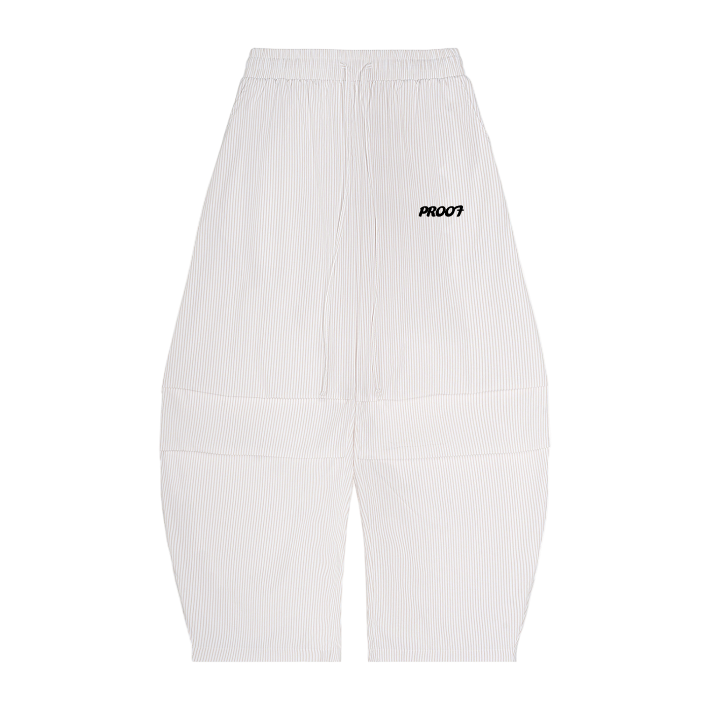 Vertical Stripe Drawstring Barrel Pants