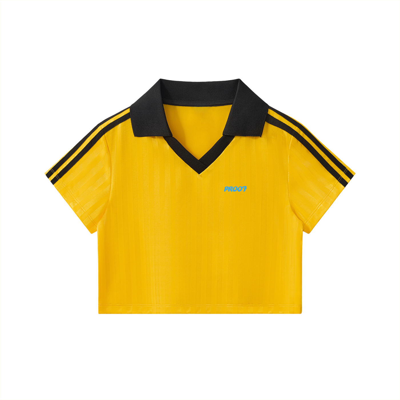 Contrast Collar Striped Cropped Jersey