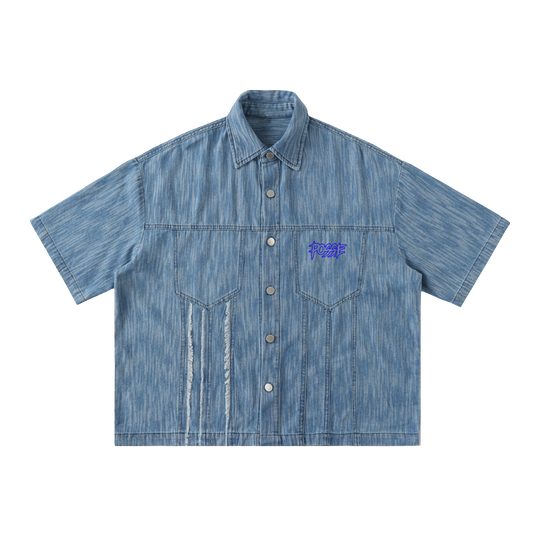Distressed Wash Short-Sleeve Shirt