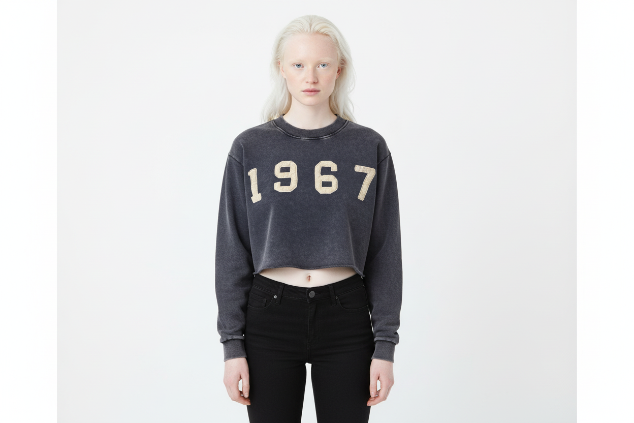 Raw Edge Cropped Sweatshirt