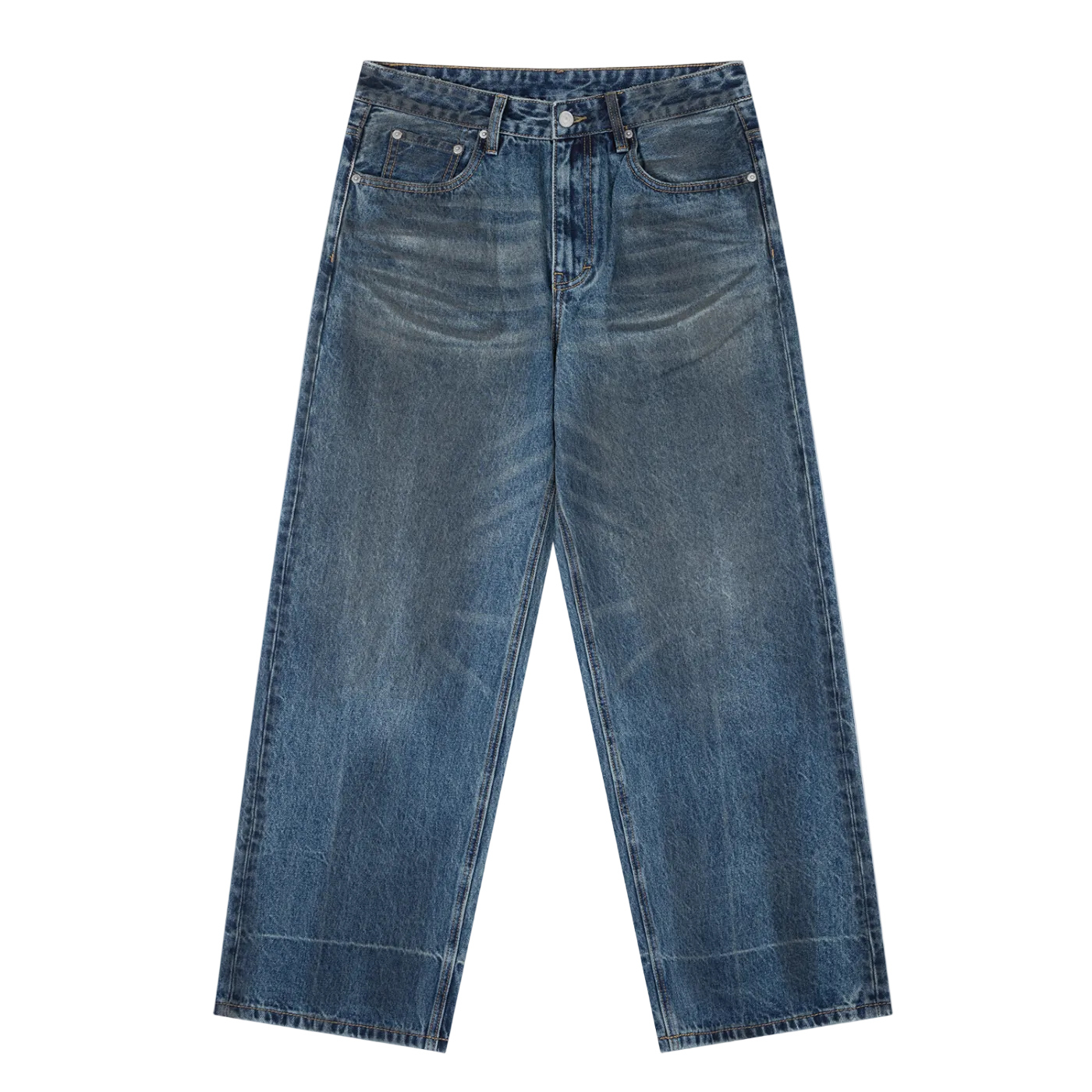 Vintage Wash Baggy Denim Jeans
