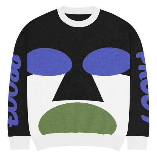 Relaxed fit knitted crew neck sweater