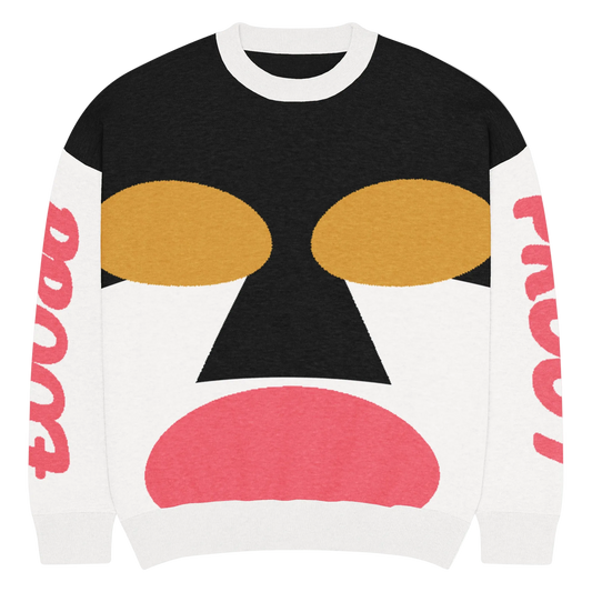 Relaxed fit knitted crew neck sweater
